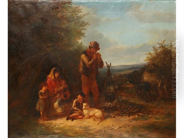 Gypsy Family At A Wayside Rest - view 1