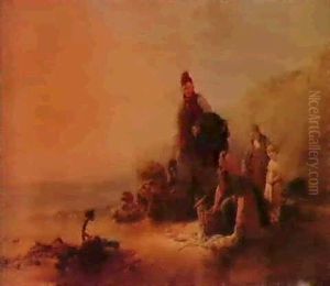 "gullercoats, Northumberland, With Figures, Low Tide Morning