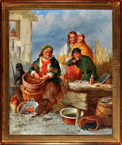 A Fisherman Selling Oysters And Other Shellfish - view 1