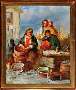 A Fisherman Selling Oysters And Other Shellfish