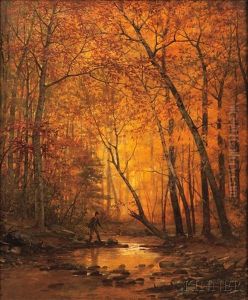 Wayfarer By A Stream, Autumn by John Adams Parker