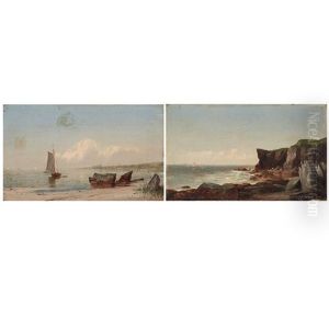 Sailboats By The Shore by John Adams Parker