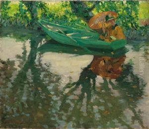 Orange Parasol, Giverny by Lawton S. Parker