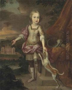 Portrait Of A Boy In Roman Attire, With A Dog, In The Grounds Of An Estate
