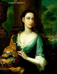 Portrait Of Catherine, Wife Of Joseph Wade Standing By A Pillar