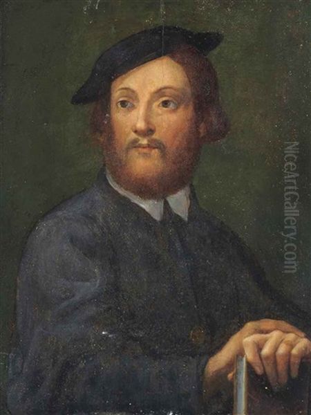 Portrait Of A Gentleman, Half-length, In A Black Coat, His Hands Resting On A Book - view 1