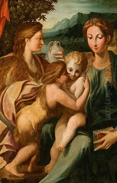 Maria Und Elisabeth Mit Ihren Sohnen Jesus Und Johannes Als Kinder - view 1