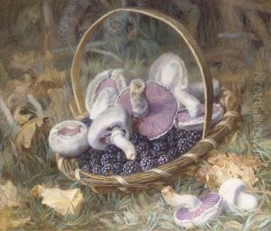 A Basket Of Wild Mushrooms And Blackberries by Jabez Bligh