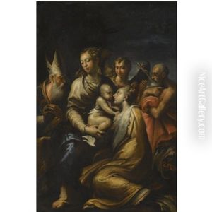 Madonna And Child With Saints Margaret, Jerome, Benedict And An Angel by Girolamo Francesco Maria Mazzola (Parmigianino)