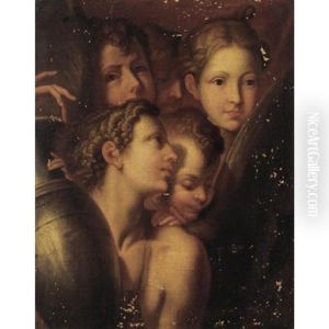 A Study Of A Youth Holding An Ewer And Various Heads