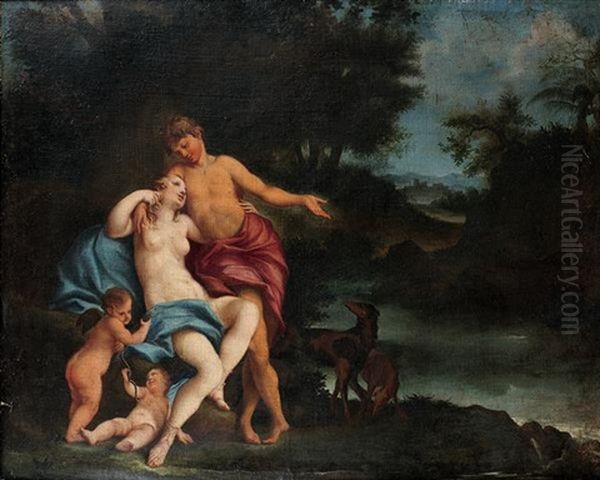 Venus Et Adonis Dans Un Paysage - view 1