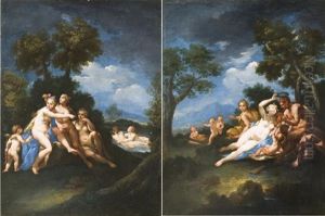 Venusz Oltoztetese (+ Szatir Nimfakkal; Pair) by Parmigianino (Michele da Parma)
