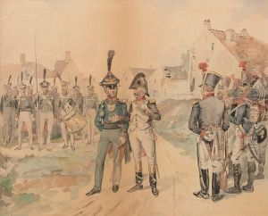 Soldiers On A Village Road by Albert Bligny