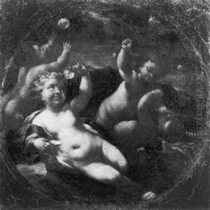 Four Putti Playing And Blowing Bubbles In A Landscape by Parmigianino (Michele da Parma)