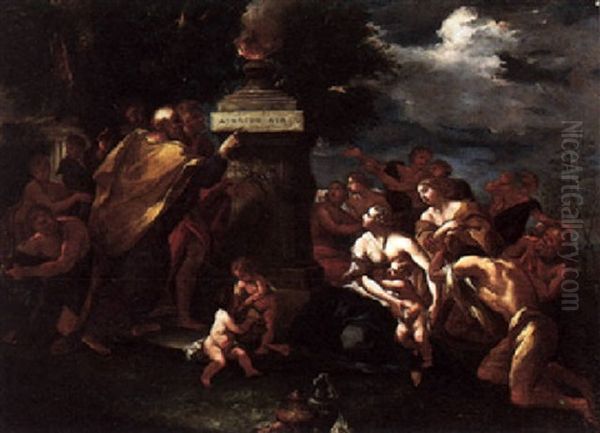 Figures Gathered Before A Burning Pyre - view 1