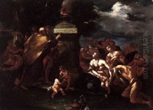 Figures Gathered Before A Burning Pyre Figures Gathered Before A Burning Pyre