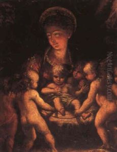 The Madonna And Child With Cherubs by Parmigianino (Michele da Parma)