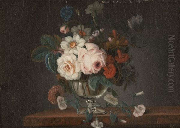 Vase De Fleurs Sur Un Entablement - view 1