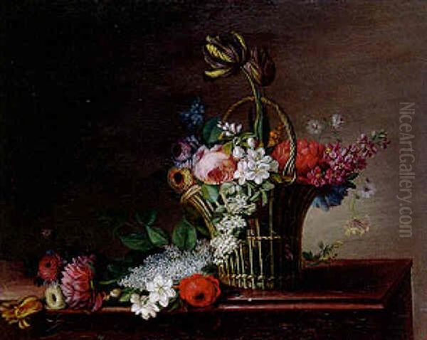 Corbeille De Fleurs Sur Un Entablement - view 1