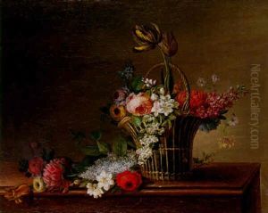 Corbeille De Fleurs Sur In Entablement by Philippe Parpette