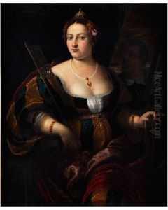 Portrait Einer Venezianischen Kurtisane Und Ihres Dieners by Micheli Parrasio