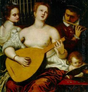 Two Girls And A Youth Making Music
