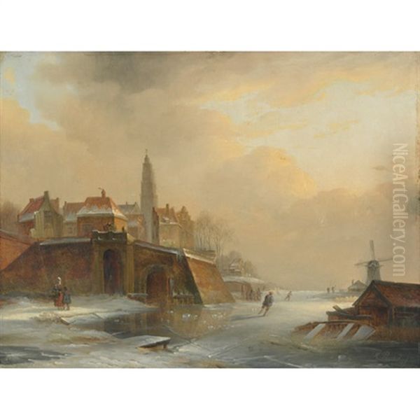 Skaters On A Frozen Pond - view 1