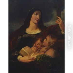 Queen Bertha (of Kent) Wife Of Ethelbert Educating Her Children ( by Edmond Thomas Parris