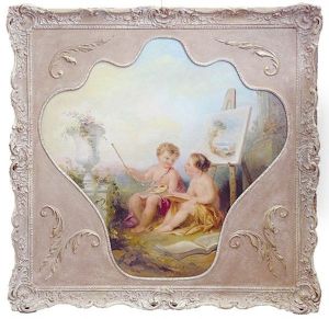 A Pair Of Painting Putti by Edmond Thomas Parris