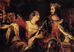 Queen Philippa Pleading With King Edward Iii For The Lives Of The Burghers Of Calais by Edmond Thomas Parris