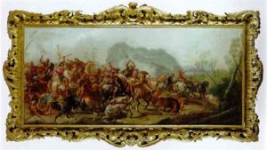 A Classical Cavalry Battle With A Roman Emperor by Charles Parrocel
