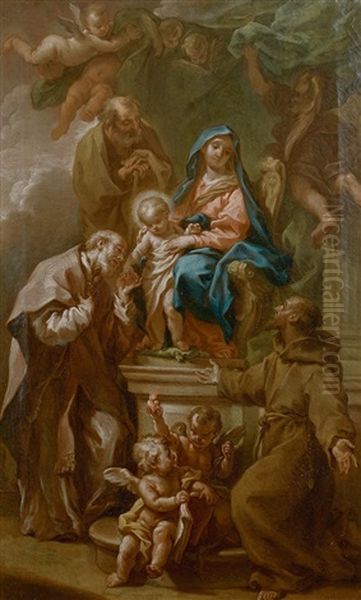 Une Vierge A L'enfant Avec Saint Philippe Neri - view 1