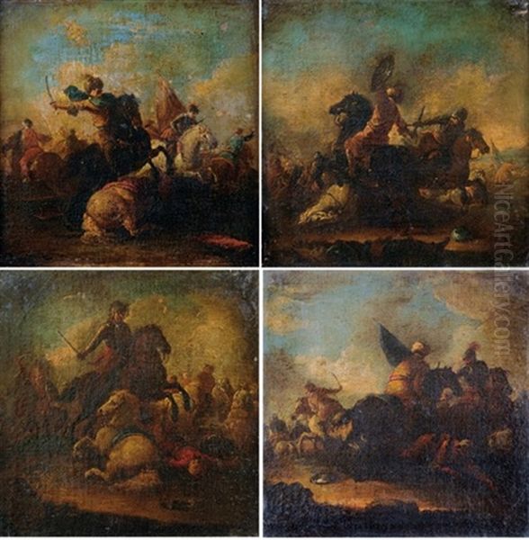 Scenes De Batailles Entre Chretiens Et Turcs (set Of 4) - view 1