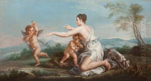 Allegorie Du Gout Et De L'odorat (+ Allegorie De La Vue Et Du Toucher; Pair) by Joseph Francois Ignace Parrocel