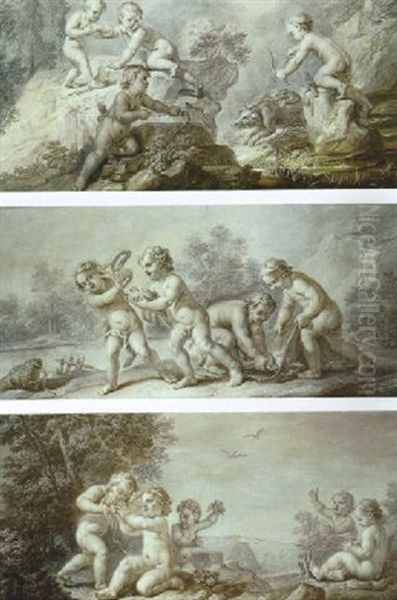 La Terre Figuree Par Des Amours Chassant Le Sanglier - view 1