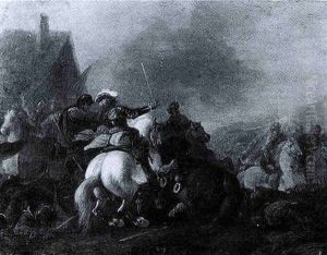A Cavalry Skirmish by Joseph Francois Ignace Parrocel