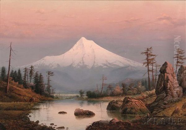 Landscape With Snow-capped Peak, Possibly Mount Shasta - view 1