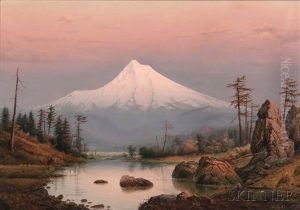 Landscape With Snow-capped Peak, Possibly Mount Shasta by William Samuel Parrott