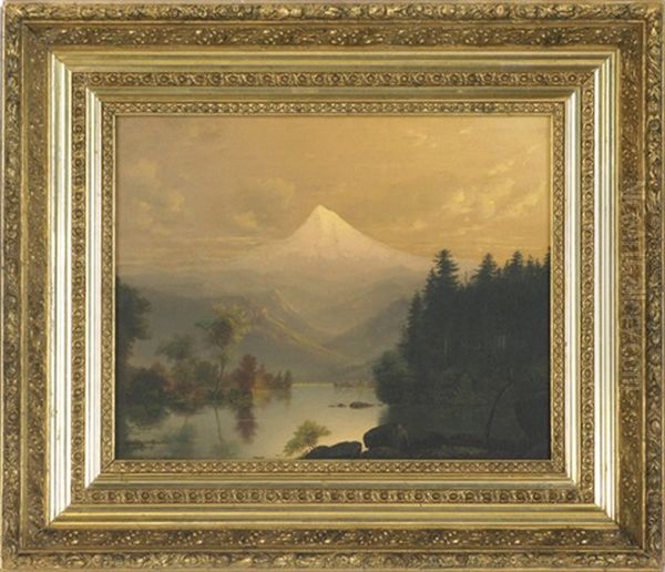 Mt. Hood From Clear Lake (oregon) At Dusk - view 1