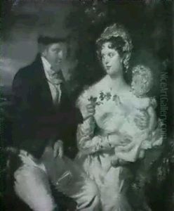 Portrait Of Mr. And Mrs. G.r. Williams And Their Daughter,  Georgiana by David Henry Parry
