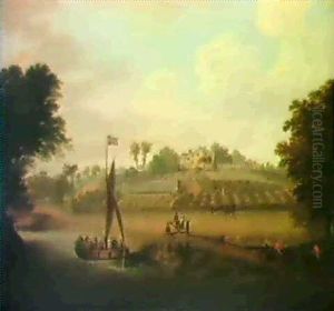 A View Of Irwell Bank, The Seat Of Joseph Clegg On The River Irwell by Joseph Parry