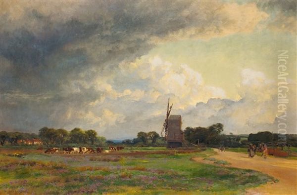 Landschaft Mit Bockmuhle Unter Hohem Wolkenhimmel - view 1