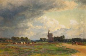 Landschaft Mit Bockmuhle Unter Hohem Wolkenhimmel