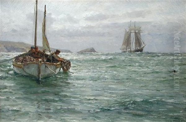 Hauling Up Lobster Pots; And Selling Fish On A Quayside (pair) - view 1