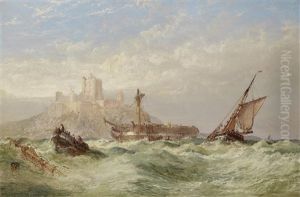 A Rescue Off Bamburgh Castle, Northumberland by Arthur Wilde Parsons