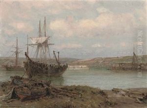 Refitting At Cormack Harbour (+ A Quiet Day On The Estuary; Pair) by Arthur Wilde Parsons