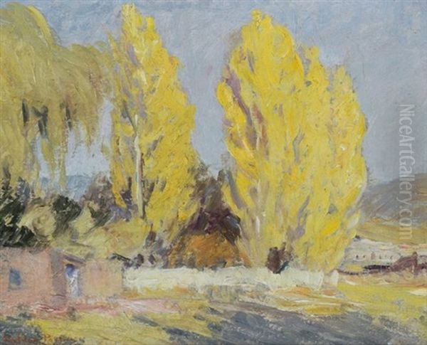 Adobe With Poplars - view 1