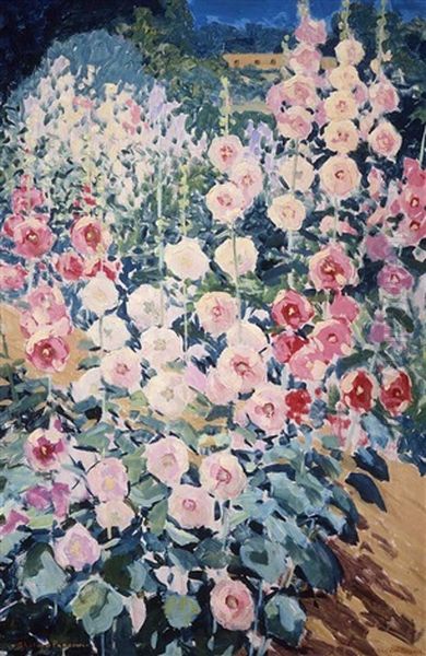 Hollyhocks - view 1