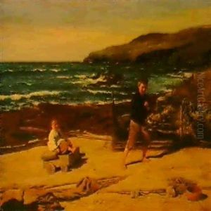 Children Playing On A Beach by John H. E. Partington