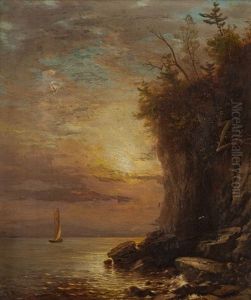 Atmospheric Coastal With Sailboat by Arthur Parton